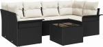 7-teiliges Garten-Sofa-Set mit Kissen Schwarzes Poly-Rattan Gartenlounge Model3345257