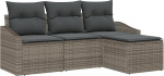 Rantry 4-teiliges Garten Sofa Set mit Kissen Grau Poly Rattan Gartenlounge Model3346669