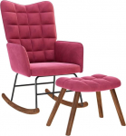 vidaXL Rocking Chair with Stool, Wine Red Velvet, Chair, Lounge Seat, Rocking Chair, Living Room Chair, Relaxing Chair, Seesaw, Recliner Chair