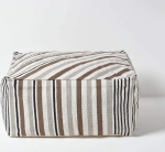 Homescapes Selam Modern Cube Seat Cushion 60 x 60 cm Grey / White Striped Scandinavian Design