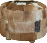 vidaXL Handmade Pouf Leather Stool Round Stool Real Goat Fur Stool Round 50 x 50 x 45 cm Multi-Coloured