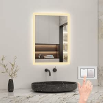 50 x 70 cm LED Vannitoa peegel seinal&uuml;litiga/kontaktl&uuml;litiga, Vannitoa peegel koos valgustusega, uduvastane, Vannitoa peegel 3 valgusv&auml;rviga, 3000-6000 K, timmitav, IP44