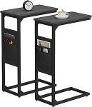 TUTOTAK C-kujuline k&uuml;ljelaud Diivanilaud koos hoiukotiga TV-taldrikuga elutuppa magamistuppa must TB01BK0822