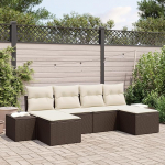 6-teiliges Garten Sofa Set mit Kissen Braun Poly Rattan Gartenlounge Model3355837