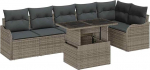 7-teiliges Garten Sofa Set mit Kissen Grau Poly Rattan, 2-Sitzer Garten Sofa mit Kissen Grau Poly Rattan Gartenlounge Model3348475