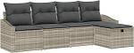5-teiliges Garten-Sofa-Set mit Kissen in Hellgrau aus Poly-Rattan Gartenlounge Model3360593