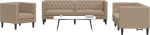 Gecheer 3-osaline Chesterfield diivanikomplekt Cappuccino Faux Leather elutoa polsterdatud diivan diivan korterisse kontorisse k&uuml;lalistetuppa magamistuppa 3209272