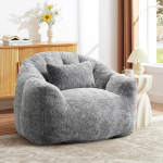 FurniSoar 106 cm Brei XXL kott t&auml;iskasvanutele, k&uuml;&uuml;likukarusnahaga kaetud kott diivan, k&otilde;rge mugavus koos padjaga, Lounge kott elutuppa, magamistuppa, tudengituppa, hall