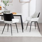 chairus K&ouml;&ouml;gitoolid, komplekt 2, Faux Fur s&ouml;&ouml;gitoa toolid, puidust seljatoega tugitoolid, lamamistoolid, s&ouml;&ouml;gitoolid s&ouml;&ouml;gituppa, k&ouml;&ouml;ki, elutuppa (valge-2)
