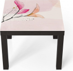 DEQORI klaasist laud, must, v&auml;ike, 55 x 55 cm, rippuvate okste disain, ebatavaline klaasist k&uuml;ljelaud, k&otilde;rgl&auml;ikega kohvilaud elutuppa, kaasaegne diivanilaud disainiga