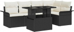 Rantry 6-teiliges Garten-Sofa-Set mit Kissen Schwarz Poly Rattan Gartenlounge Model3348283