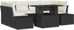 Rantry 7-teiliges Garten Sofa Set mit Kissen Schwarz Poly-Rattan Gartenlounge Model3349113