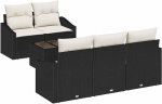 6-teiliges Garten Diivan Set mit Kissen Schwarz Poly Rattan Gartenlounge Model3346597
