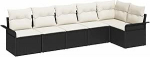 6-teiliges Garten-Sofa-Set mit Kissen Schwarz Poly-Rattan Gartenlounge Model3345377