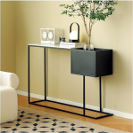Konsolentisch, Moderner schmaler Konsolentisch mit Kunstmarmorplatte for das Wohnzimmer Flurtisch(L)