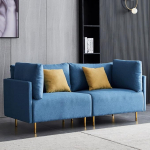 Mugav kaasaegne kangast diivan Kahekohaline diivan polsterdusega kangast lamamistool kompaktne disain kaasaegne 188 x 84 x 76 cm, sinine