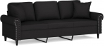3200960 3-kohaline diivan koos dekoratiivpadjaga 180 cm Velvet Black
