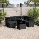 Garten-Sofagarnitur Ecksofa & Mittelsofa - Schwarz - PE-Rattan - 62x62x69 cm - f&uuml;r Terrasse und Innenhof Model3266755