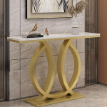 Generisch 120cm metallist konsoolne diivanilaud &uuml;marate servade ja nurkadega esikusse sisenemise lauad elutuppa (kuldne 1)