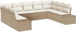 Rantry 9-teiliges Garten Sofa Set mit Kissen Beige Poly Rattan Gartenlounge Model3347221