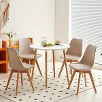 H.J WeDoo &uuml;mmargune s&ouml;&ouml;gilaud 4 tooliga, s&ouml;&ouml;gikomplekt, 80 cm k&ouml;&ouml;gilaud ja 4 s&ouml;&ouml;gitooli komplekt, s&ouml;&ouml;gitoar&uuml;hm, istumiskomplekt k&ouml;&ouml;ki, elutuppa (valge laud + 4 khaki v&auml;rvi tooli)