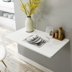 White Breakfast Bar Table for Kitchen | Wall Table Folding Wall Mounted Dining Table with Folding Leaf | Folding Workbench Computer Desk for Home Office, kompaktne ja