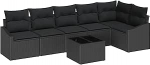 7-teiliges Garten-Sofa-Set mit Kissen Beige Poly-Rattan Gartenlounge Model3346753