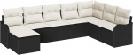 8-teiliges Garten Sofa Set mit Kissen Schwarz Poly Rattan, 2-Sitzer Garten Sofa mit Stauraum & Kissen Schwarz Poly Rattan Gartenlounge Model3354486