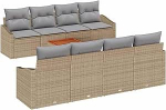 Gartensofa-Set mit Kissen 9 tk Beige Poly-Rattan Gartenm&ouml;bel Model3347805