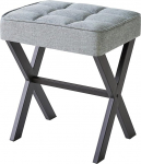 IBUYKE ruudukujuline jumestuskott X-jalgadega, linasest jalatoega, Ottoman Seat Vanity Stool, Multi-Use nagu v&auml;ike k&uuml;ljelaud, magamistuppa, elutuppa, hall sinine L/G-70L