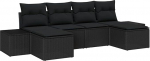 6-teiliges Garten-Sofaset mit Kissen in Schwarz aus Poly-Rattan Gartenlounge Model3347173