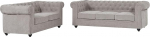Vente-unique - Canap&Egrave;s 3 Places et 2 Places en Tissu Gris Chesterfield