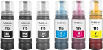 115 tindid &uuml;hilduvad Epson 115 tindikassettide Multipack EcoTank L8160 L8180 jaoks (6-pakk Pigment Black/Black/Cyan/Magenta/Yellow/Grey)