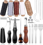 Nahast &otilde;mblust&ouml;&ouml;riistade komplekt, nahast DIY komplekt koos 5 v&auml;rvi vahal&otilde;ngaga, &otilde;mblusn&otilde;elad, augu tikkur, l&otilde;ikevahend, soonik ja muud t&ouml;&ouml;riistad &otilde;mblemiseks ja l&otilde;ikamiseks.