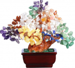 JSDDE Feng Shui Tree Decoration Tree of Life Money Tree with Resin Flower Pot Reiki Healing Stone Lucky Charm Tree Tumbled Stones Wire Wrap Lucky Tree Home Home Table Office Decoration (7 Chakra)