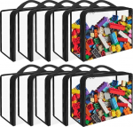 Pack of 10 Extra Large Toy Storage Bags PVC Bags Storage Organiser Bags with Zip Waterproof Toy Bags for Board Games, Building Blocks, Toys, Books