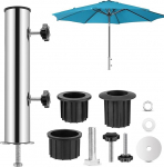 Ompinda Universal Parasol Base Tube Set, Heavy Duty Stainless Steel Umbrella Pole Holder and 3 PVC Insert Pipe Sleeves for Garden/Backyard/Beach/Swimming Pool