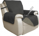 ISSUNTEX Double Protection Waterproof Deck Chair Covers for Living Room, Reversible Furniture Protector Recliner Couch Sofa Slipcover for Dogs Pets Kids (Oversized Lounger, Dark Grey/Beige)