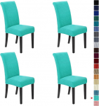 Howhic Stretch Chair Covers for Dining Room Set of 2, Removable Washable Dining Chair Covers, Seat Protector, Great Home Decoration and Banquet Upholstery (Turquoise, 4 Pieces)