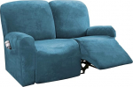 6 Pieces Velvet Sofa Slipcovers High Stretch 2 Seater Sofa Slipcovers Custom Fit Furniture Protector (Peacock Blue, Love Seat)