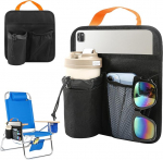 Beach Chair Cup Holder, Camping Chair Armrest Organiser, Camping Chair Bag, Easy to Attach to Armrest with 2 Self Adhesive Mounting Straps, Hanging Chair Attachment for