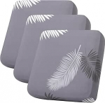 hyha Printing Sofa Couch Kissenbez&uuml;ge, Ersatz Einzelsitzkissenbez&uuml;ge, magische Sofabez&uuml;ge Waschbar f&uuml;r Sektionalhaustiere, Muster Sofa-Schonbez&uuml;ge (3 Kissen-Sofa, Graue Federn)