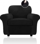 FestiCorp diivanikate Velvet diivanikatted koertele, Stretch diivanikatted, paksud m&ouml;&ouml;blikatted lemmikloomadele, pestav tooli kate, tugitool, must