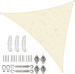 NAKIHOUSE veekindel p&auml;ikesevarju purje koos k&ouml;ie paigalduskomplektidega, 2x2x2m, kolmnurkne p&auml;ikesevarju purje markiis 98% UV-blokeeringu aed-patio (kreem)