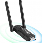 OFFCUP USB WLAN Stick PC-le, 5400Mbps USB 3.0 Tri-Band 6GHz / 5GHz / 2.4GHz, WiFi 6E WLAN adapter PC koos 2 x 5dBi antenniga lauaarvutile / s&uuml;learvutile, &uuml;hildub Windows 11/10-ga.