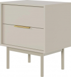 Selsey Viviaro Bedside Cabinet Side Table 54 cm with 2 Drawers Grey Beige Wooden Legs