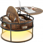 Dripex &uuml;mmargune kohvilaud, l&auml;bim&otilde;&otilde;t 81 cm, reguleeritava k&otilde;rgusega kohvilaud varjatud hoiuruumiga, t&otilde;stetava plaadiga elutuba, diivanilaud, kohvilaud, puidust elutoa laud elutuppa