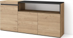 Skraut Home Sideboard, Highboard, kapp, riidekapp, 150 x 75 x 35 cm, 3 ust, elutuba, k&ouml;&ouml;k, kaasaegne stiil, tammepuust must