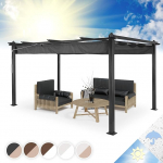 blumfeldt Pantheon Pergola, p&auml;ikesevari, terrassikatus, roostekindel pulberv&auml;rvitud alumiinium ja vetth&uuml;lgav PU-kate, reguleeritav varikatus, sisaldab 16 x varikatuse kinnituskonksu.