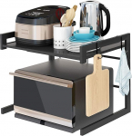 Ejoyous mikrolaineahju riiul Stend Laiendatav mikrolaineahjuriiul Laiendatavad pagaririiulid Metallist r&ouml;steri stendi riiul 4 eemaldatava konksuga k&ouml;&ouml;gi ahju k&ouml;&ouml;giriiulile Maitseriiul